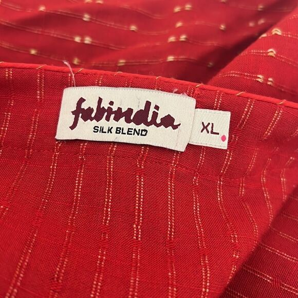 Fabindia Dress Red Gold Silk Blend Size XL - Picture 7 of 10